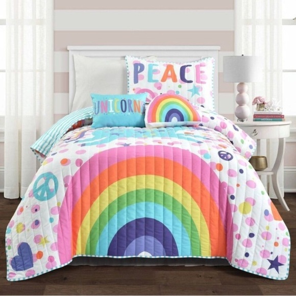 Unicorn Rainbow Reversible Quilt Set - Picture 2 of 7